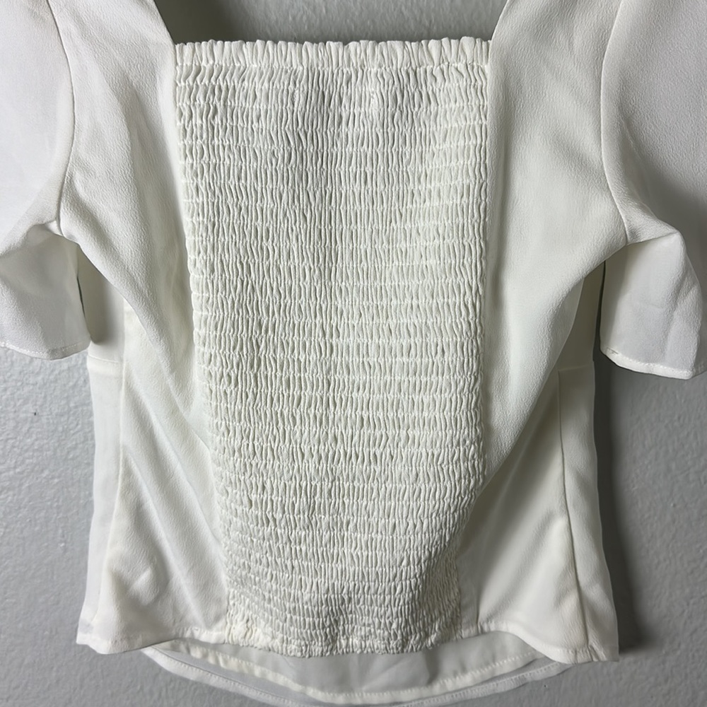 Abercrombie & Fitch White Ruched Flutter Sleeve B… - image 7